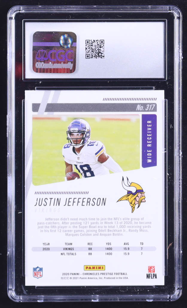 Justin Jefferson 2020 Panini Chronicles Prestige #317 (CGC 10) at PristineAuction.com Justin Jefferson 2020 Panini Chronicles Prestige #317 (CGC 10) at PristineAuction.com
