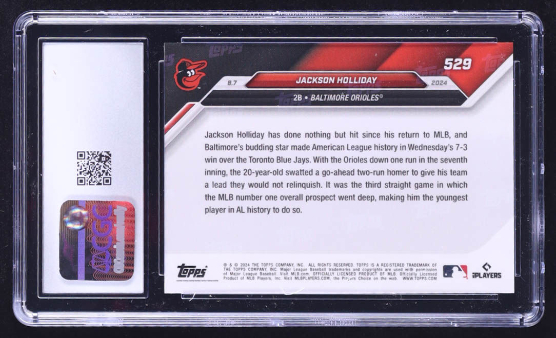 Jackson Holiday 2024 Topps Now #529 RC (CGC 10) at PristineAuction.com Jackson Holiday 2024 Topps Now #529 RC (CGC 10) at PristineAuction.com