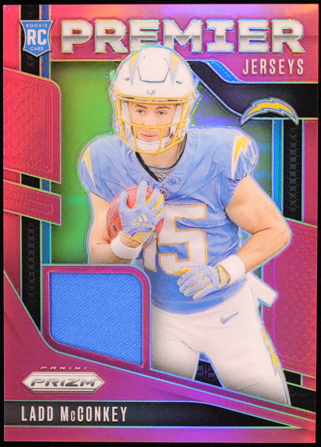 Ladd McConkey 2024 Panini Prizm Premier Jerseys Pink Prizms #16 RC at PristineAuction.com Ladd McConkey 2024 Panini Prizm Premier Jerseys Pink Prizms #16 RC at PristineAuction.com