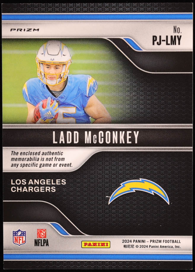 Ladd McConkey 2024 Panini Prizm Premier Jerseys Pink Prizms #16 RC at PristineAuction.com Ladd McConkey 2024 Panini Prizm Premier Jerseys Pink Prizms #16 RC at PristineAuction.com