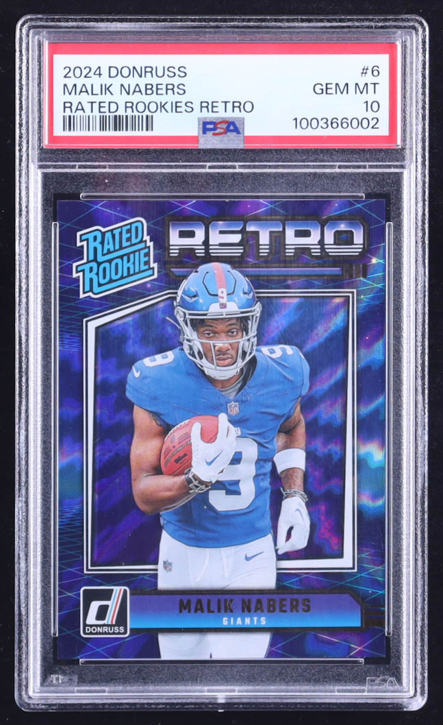 Malik Nabers 2024 Donruss Rated Rookies Retro #6 RC (PSA 10) at PristineAuction.com Malik Nabers 2024 Donruss Rated Rookies Retro #6 RC (PSA 10) at PristineAuction.com