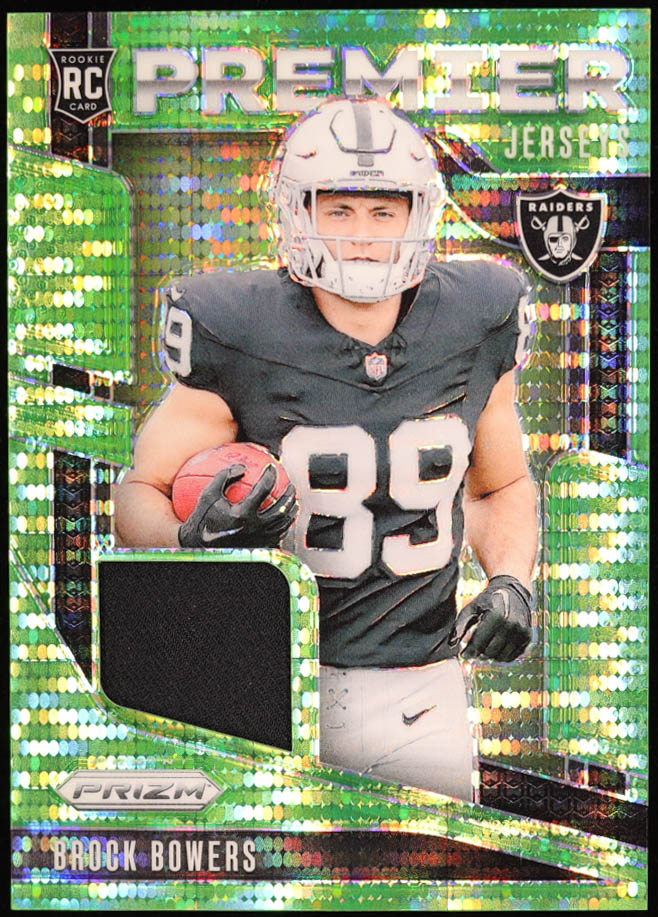 Brock Bowers 2024 Panini Prizm Premier Jerseys Neon Green Pulsar Prizms #3 RC at PristineAuction.com Brock Bowers 2024 Panini Prizm Premier Jerseys Neon Green Pulsar Prizms #3 RC at PristineAuction.com