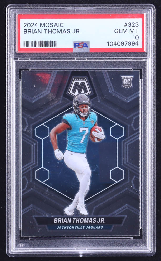 Brian Thomas Jr. 2024 Panini Mosaic #323 RC (PSA 10) at PristineAuction.com Brian Thomas Jr. 2024 Panini Mosaic #323 RC (PSA 10) at PristineAuction.com