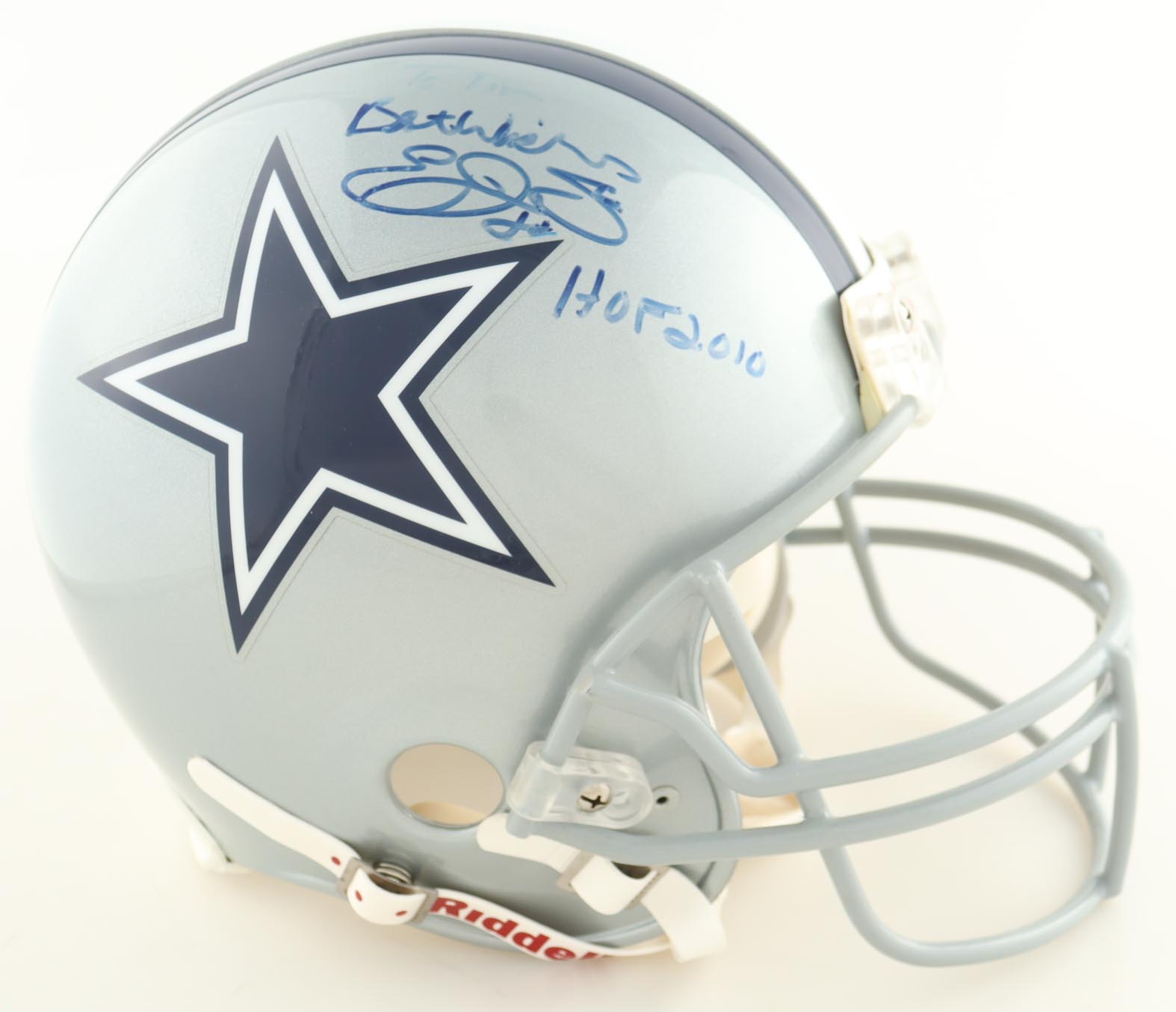Emmitt Smith Signed Cowboys Full-Size Authentic On-Field Helmet Inscribed "HOF 2010" & "Best Wishes" (JSA) at PristineAuction.com Emmitt Smith Signed Cowboys Full-Size Authentic On-Field Helmet Inscribed "HOF 2010" & "Best Wishes" (JSA) at PristineAuction.com