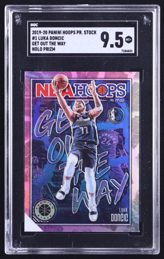 Luka Doncic 2019 Panini Hoops Premium Stock Get Out The Way Silver Prizms #1 (SGC 9.5) at PristineAuction.com Luka Doncic 2019 Panini Hoops Premium Stock Get Out The Way Silver Prizms #1 (SGC 9.5) at PristineAuction.com