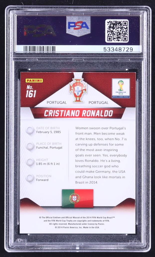 Cristiano Ronaldo 2014 Panini Prizm World Cup #161 (PSA 9) at PristineAuction.com Cristiano Ronaldo 2014 Panini Prizm World Cup #161 (PSA 9) at PristineAuction.com