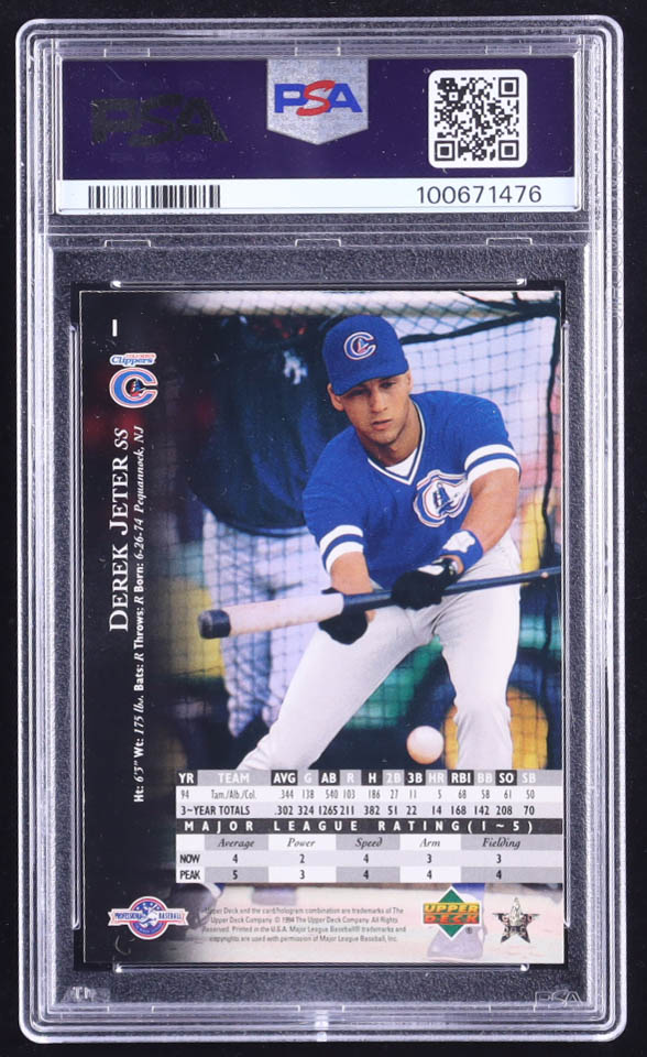 Derek Jeter 1995 Upper Deck Minor League #1 RC (PSA 8) at PristineAuction.com Derek Jeter 1995 Upper Deck Minor League #1 RC (PSA 8) at PristineAuction.com