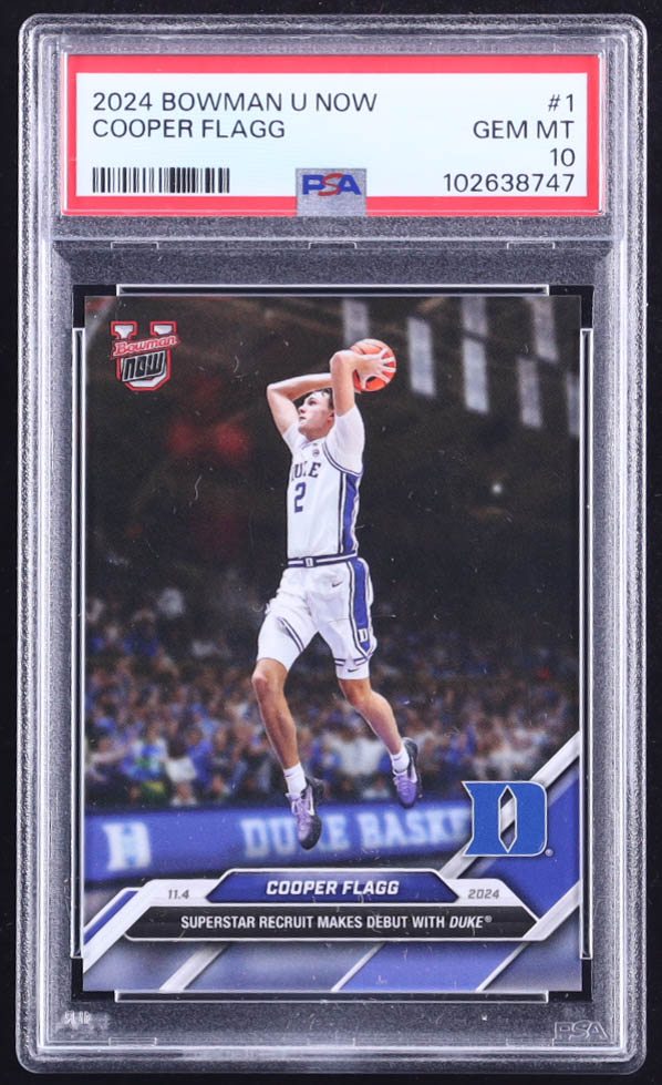 Cooper Flagg 2024-25 Bowman University Now #1 RC (PSA 10) at PristineAuction.com Cooper Flagg 2024-25 Bowman University Now #1 RC (PSA 10) at PristineAuction.com
