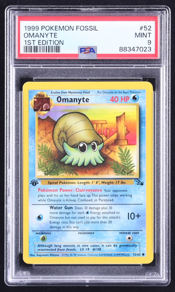 Omanyte 1999 Pokemon Fossil First Edition #52 (PSA 9) at PristineAuction.com Omanyte 1999 Pokemon Fossil First Edition #52 (PSA 9) at PristineAuction.com