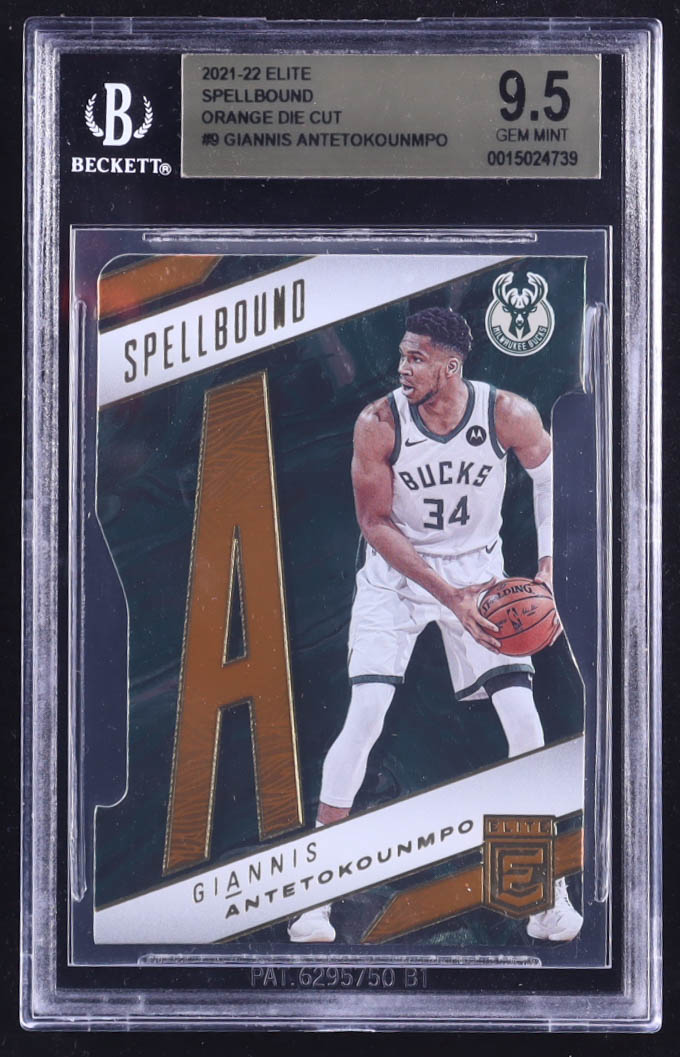 Giannis Antetokounmpo 2021-22 Elite Spellbound Orange Die Cut #9 (BGS 9.5) at PristineAuction.com Giannis Antetokounmpo 2021-22 Elite Spellbound Orange Die Cut #9 (BGS 9.5) at PristineAuction.com