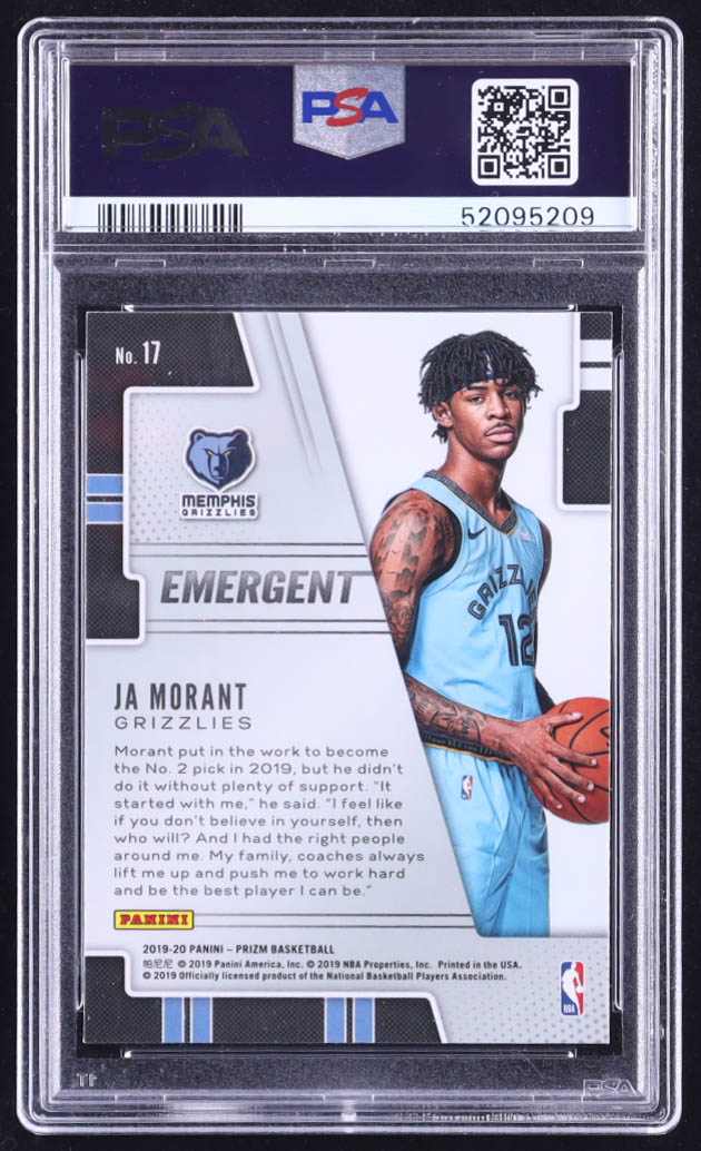 Ja Morant 2019-20 Panini Prizm Emergent #17 RC (PSA 10) at PristineAuction.com Ja Morant 2019-20 Panini Prizm Emergent #17 RC (PSA 10) at PristineAuction.com