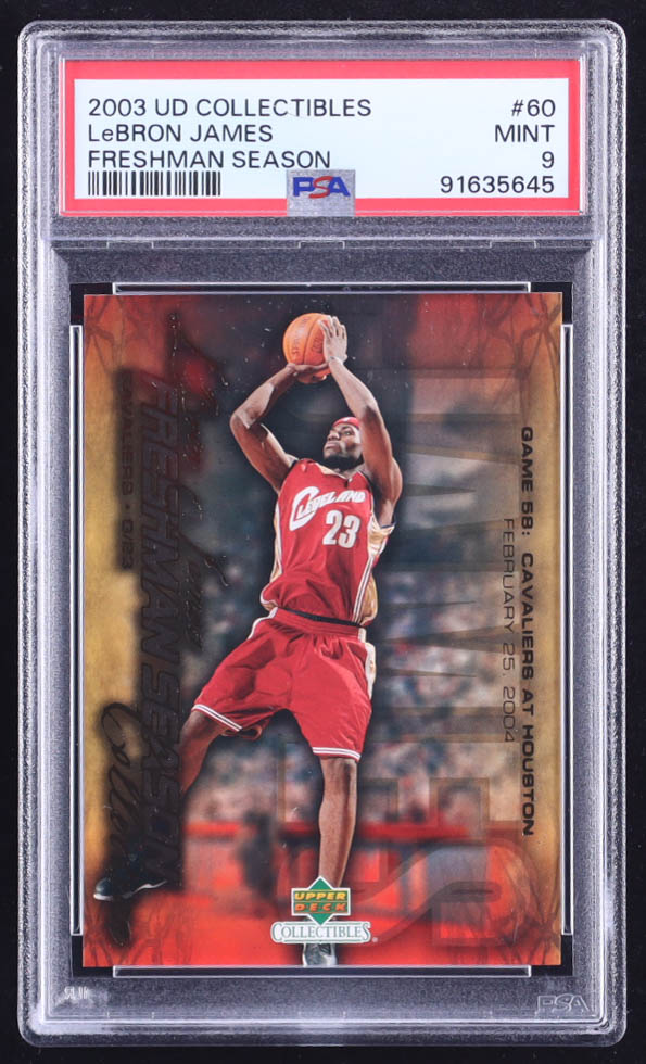 LeBron James 2003-04 Upper Deck Freshman Season RC #60 (PSA 9) at PristineAuction.com LeBron James 2003-04 Upper Deck Freshman Season RC #60 (PSA 9) at PristineAuction.com