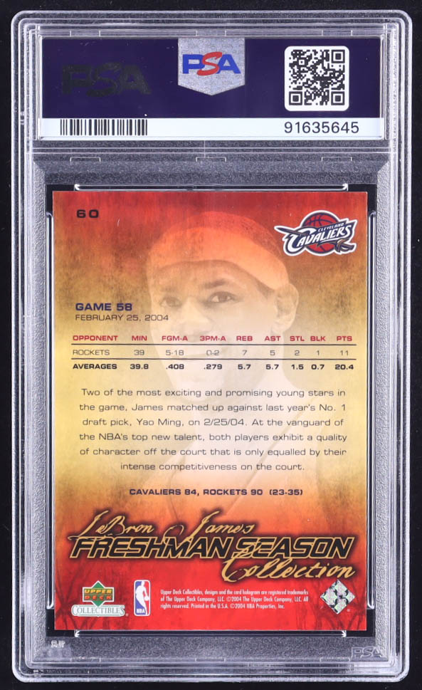 LeBron James 2003-04 Upper Deck Freshman Season RC #60 (PSA 9) at PristineAuction.com LeBron James 2003-04 Upper Deck Freshman Season RC #60 (PSA 9) at PristineAuction.com