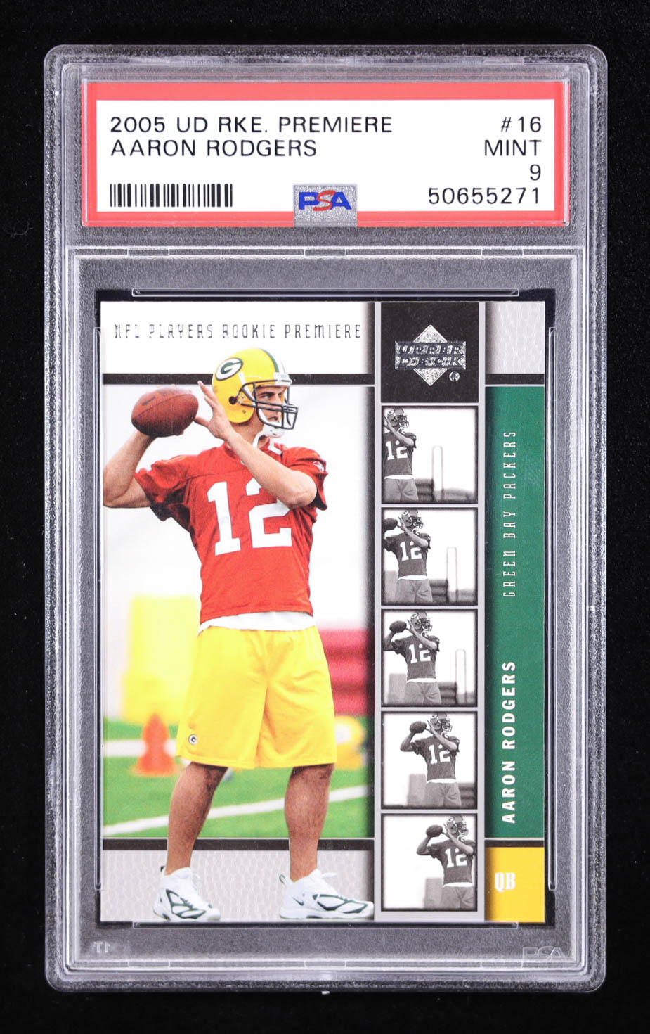 Aaron Rodgers 2005 Upper Deck Rookie Premiere #16 RC (PSA 9) at PristineAuction.com Aaron Rodgers 2005 Upper Deck Rookie Premiere #16 RC (PSA 9) at PristineAuction.com
