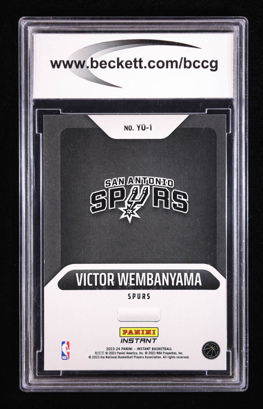 Victor Wembanyama 2023-24 Panini Instant Year One #YO1 RC (BCCG 10) at PristineAuction.com Victor Wembanyama 2023-24 Panini Instant Year One #YO1 RC (BCCG 10) at PristineAuction.com