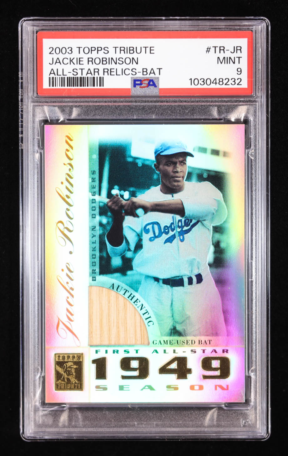Jackie Robinson 2003 Topps Tribute Perennial All-Star Relics #JR Bat L (PSA 9) at PristineAuction.com Jackie Robinson 2003 Topps Tribute Perennial All-Star Relics #JR Bat L (PSA 9) at PristineAuction.com