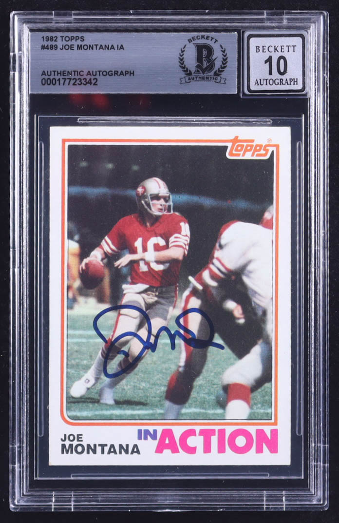 Joe Montana Signed 1982 Topps IA #489 (BGS | Autograph Graded 10) at PristineAuction.com Joe Montana Signed 1982 Topps IA #489 (BGS | Autograph Graded 10) at PristineAuction.com