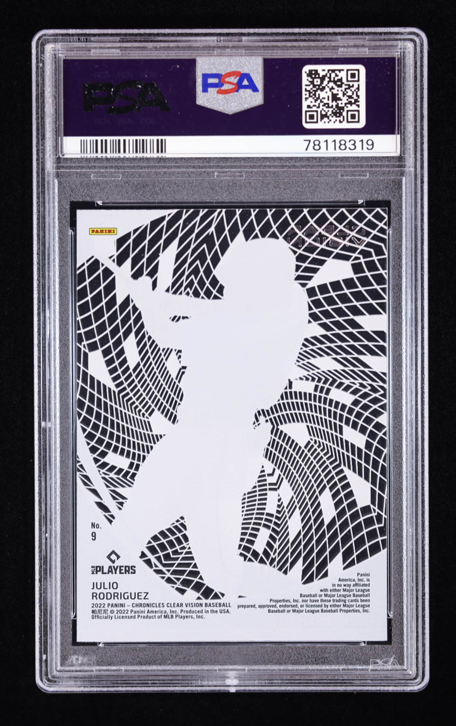 Julio Rodriguez 2022 Panini Chronicles Clear Vision #9 RC (PSA 10) at PristineAuction.com Julio Rodriguez 2022 Panini Chronicles Clear Vision #9 RC (PSA 10) at PristineAuction.com