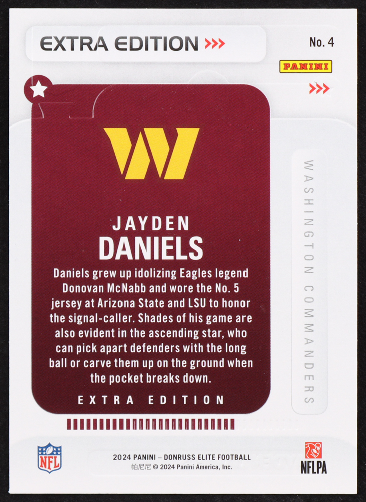 Jayden Daniels 2024 Elite Extra Edition #4 RC at PristineAuction.com Jayden Daniels 2024 Elite Extra Edition #4 RC at PristineAuction.com