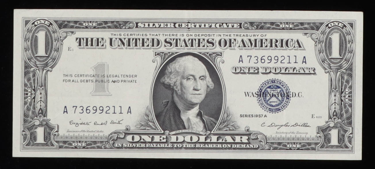 1957-A United States $1 One Dollar Silver Certificate - Blue Seal at PristineAuction.com 1957-A United States $1 One Dollar Silver Certificate - Blue Seal at PristineAuction.com