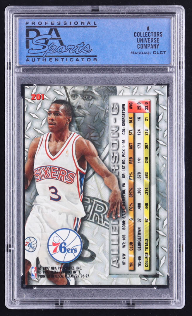 Allen Iverson 1996-97 Metal #201 RC (PSA 9) at PristineAuction.com Allen Iverson 1996-97 Metal #201 RC (PSA 9) at PristineAuction.com