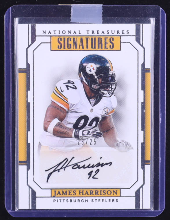 James Harrison 2018 Panini National Treasures Signatures #90 #23/25 at PristineAuction.com James Harrison 2018 Panini National Treasures Signatures #90 #23/25 at PristineAuction.com