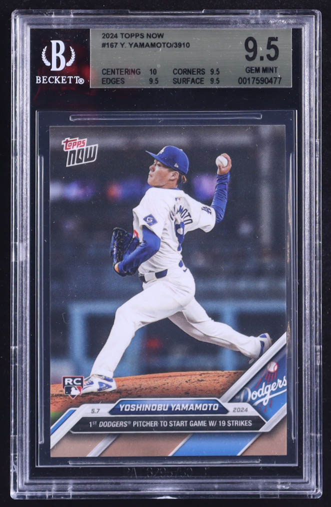 Yoshinobu Yamamoto 2024 Topps Now #167 RC (BGS 9.5) at PristineAuction.com Yoshinobu Yamamoto 2024 Topps Now #167 RC (BGS 9.5) at PristineAuction.com