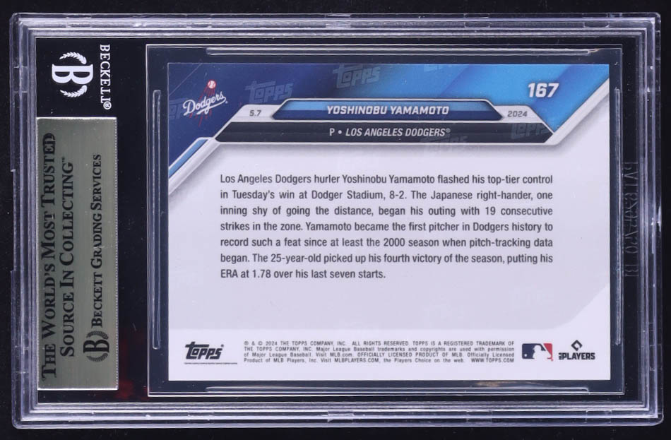 Yoshinobu Yamamoto 2024 Topps Now #167 RC (BGS 9.5) at PristineAuction.com Yoshinobu Yamamoto 2024 Topps Now #167 RC (BGS 9.5) at PristineAuction.com
