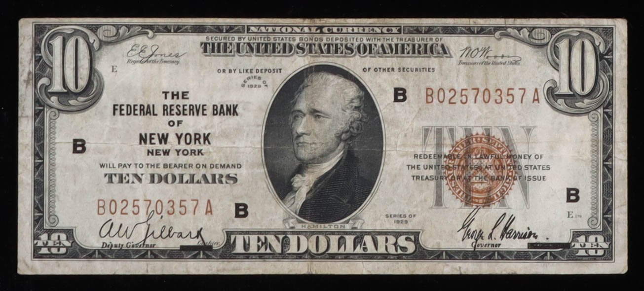 1929 United States $10 Ten Dollar National Currency Bank Note - Brown Seal at PristineAuction.com 1929 United States $10 Ten Dollar National Currency Bank Note - Brown Seal at PristineAuction.com