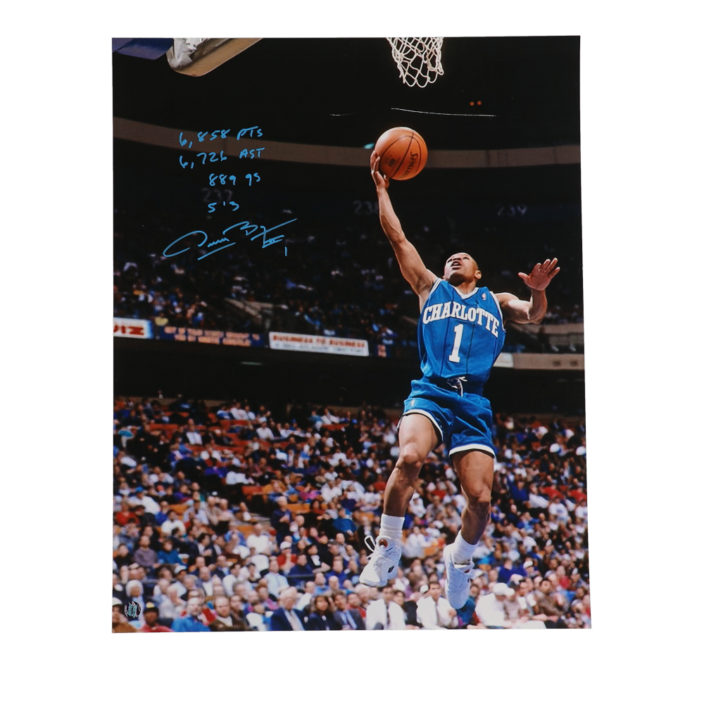 Muggsy Bogues Signed Hornets 16x20 Photo with (4) Career Stat ...