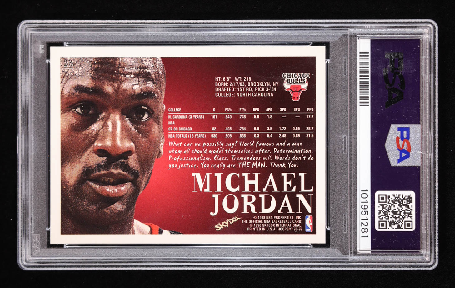 Michael Jordan 1998-99 Hoops #23 (PSA 9) at PristineAuction.com Michael Jordan 1998-99 Hoops #23 (PSA 9) at PristineAuction.com