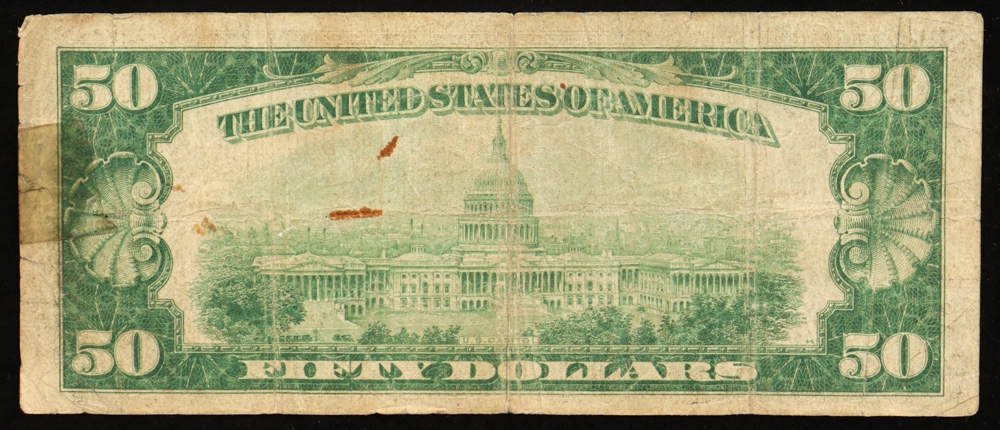 1929 United States $50 Fifty Dollar National Currency Bank Note - Brown Seal at PristineAuction.com 1929 United States $50 Fifty Dollar National Currency Bank Note - Brown Seal at PristineAuction.com