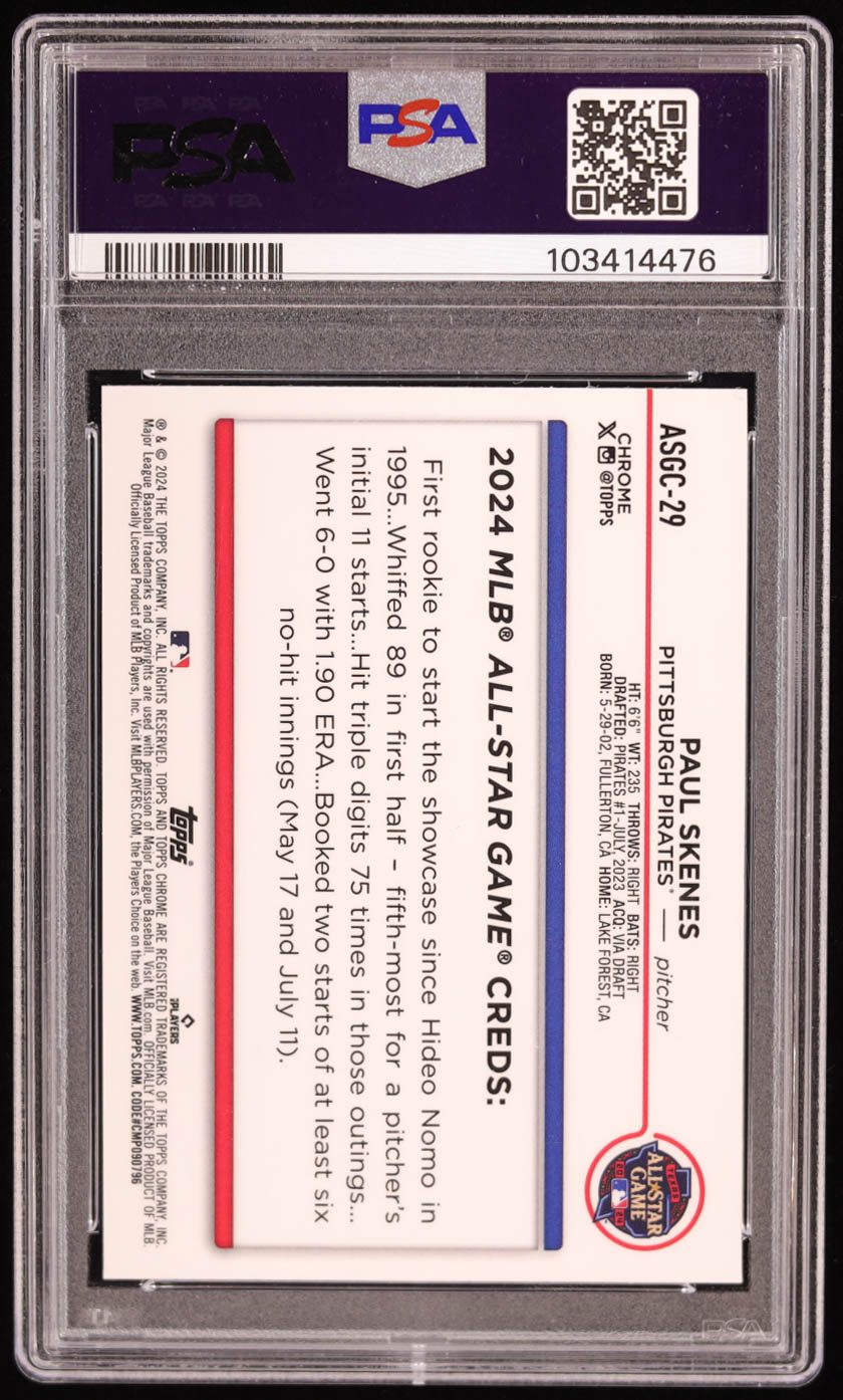 Paul Skenes 2024 Topps Chrome Update '24 All-Star Game #ASGC29 RC (PSA 10) at PristineAuction.com Paul Skenes 2024 Topps Chrome Update '24 All-Star Game #ASGC29 RC (PSA 10) at PristineAuction.com
