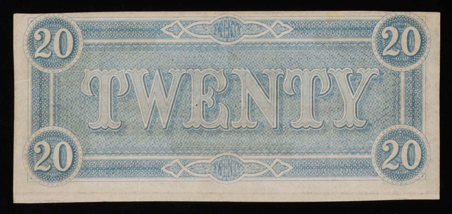 1864 Confederate States of America $20 Currency Note, 1st Series T-67 at PristineAuction.com 1864 Confederate States of America $20 Currency Note, 1st Series T-67 at PristineAuction.com