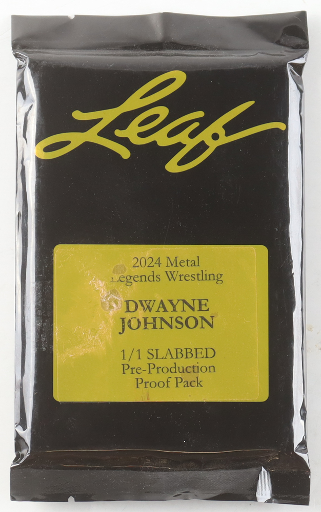 Dwayne "The Rock" Johnson 2024 Leaf Metal Legends Wrestling Slabbed #1/1 Pre-Production Proof Mystery Pack at PristineAuction.com Dwayne "The Rock" Johnson 2024 Leaf Metal Legends Wrestling Slabbed #1/1 Pre-Production Proof Mystery Pack at PristineAuction.com