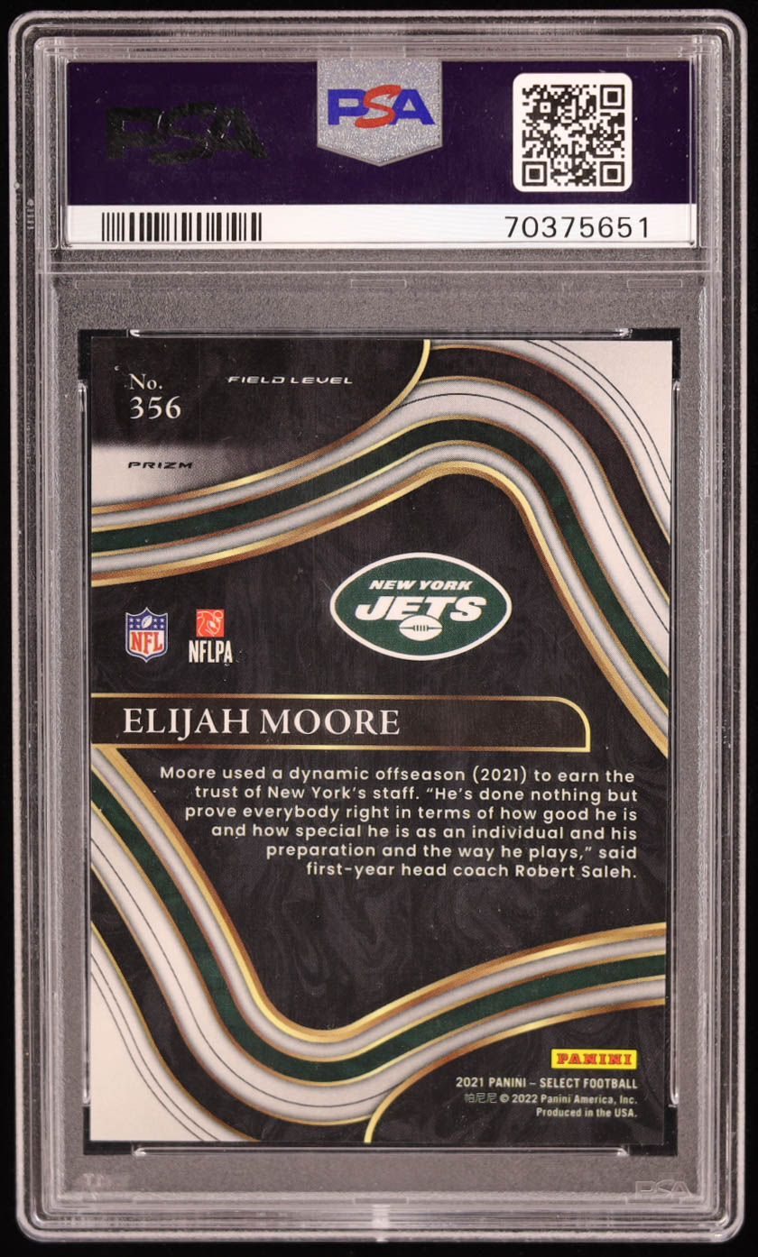 Elijah Moore 2021 Select Prizm Zebra #356 RC (PSA 10) at PristineAuction.com Elijah Moore 2021 Select Prizm Zebra #356 RC (PSA 10) at PristineAuction.com