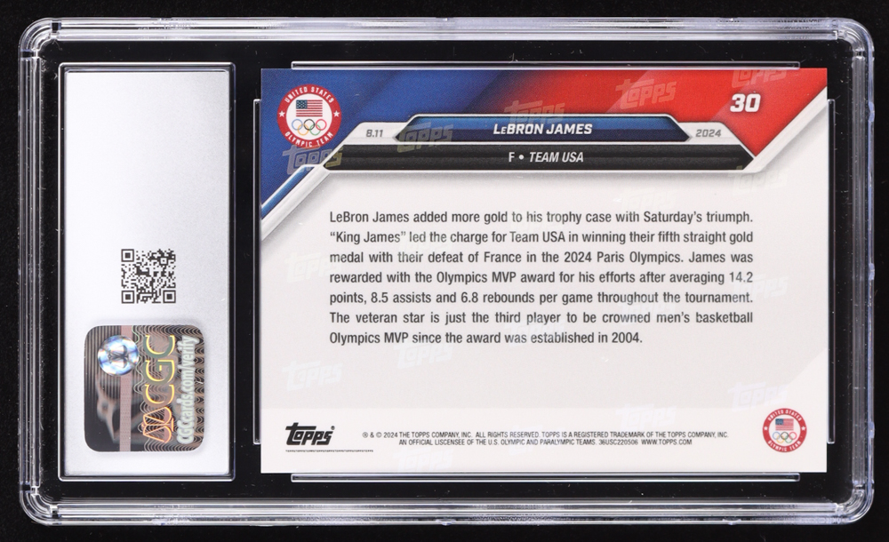 LeBron James 2024 Topps Now Olympic Games #30 (CGC 10) at PristineAuction.com LeBron James 2024 Topps Now Olympic Games #30 (CGC 10) at PristineAuction.com