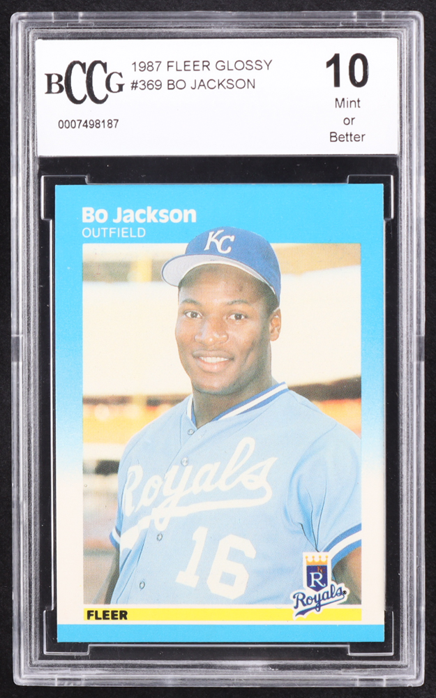 Bo Jackson 1987 Fleer Glossy #369 RC (BCCG 10) at PristineAuction.com Bo Jackson 1987 Fleer Glossy #369 RC (BCCG 10) at PristineAuction.com