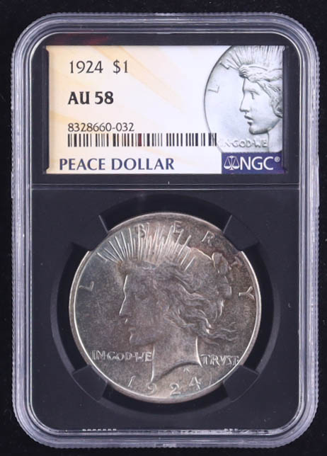 1924 Peace Silver Dollar (NGC AU58) at PristineAuction.com 1924 Peace Silver Dollar (NGC AU58) at PristineAuction.com