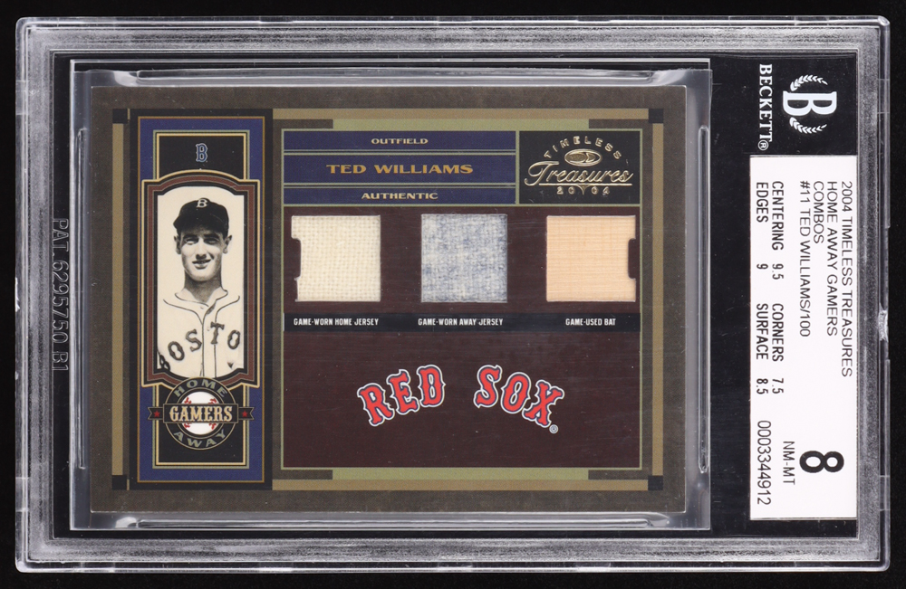 Ted Williams 2004 Timeless Treasures Home Away Gamers Combos #11 #029/100 (BGS 8) at PristineAuction.com Ted Williams 2004 Timeless Treasures Home Away Gamers Combos #11 #029/100 (BGS 8) at PristineAuction.com