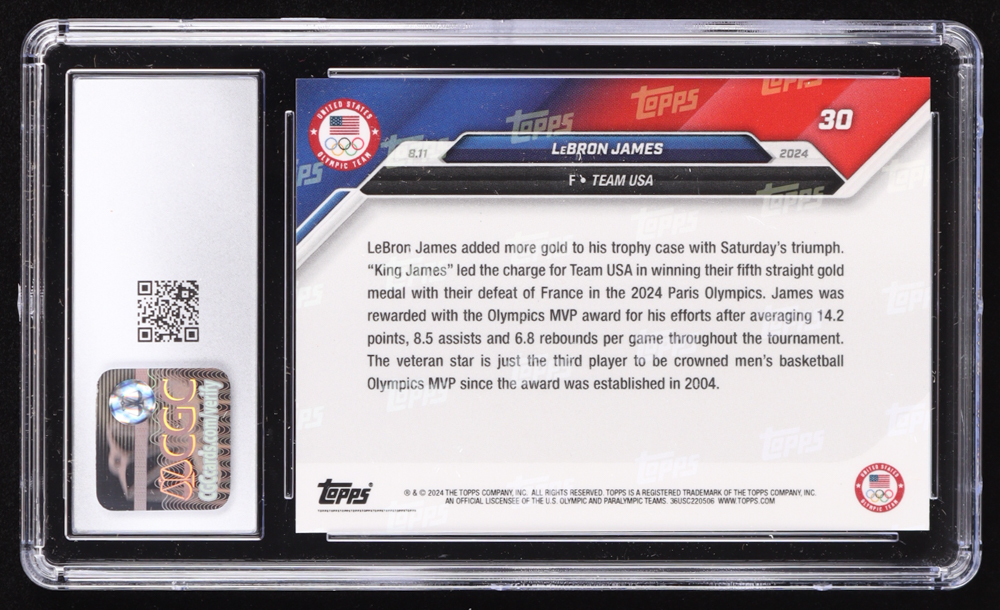 LeBron James 2024 Topps Now Olympic Games #30 (CGC 10) at PristineAuction.com LeBron James 2024 Topps Now Olympic Games #30 (CGC 10) at PristineAuction.com