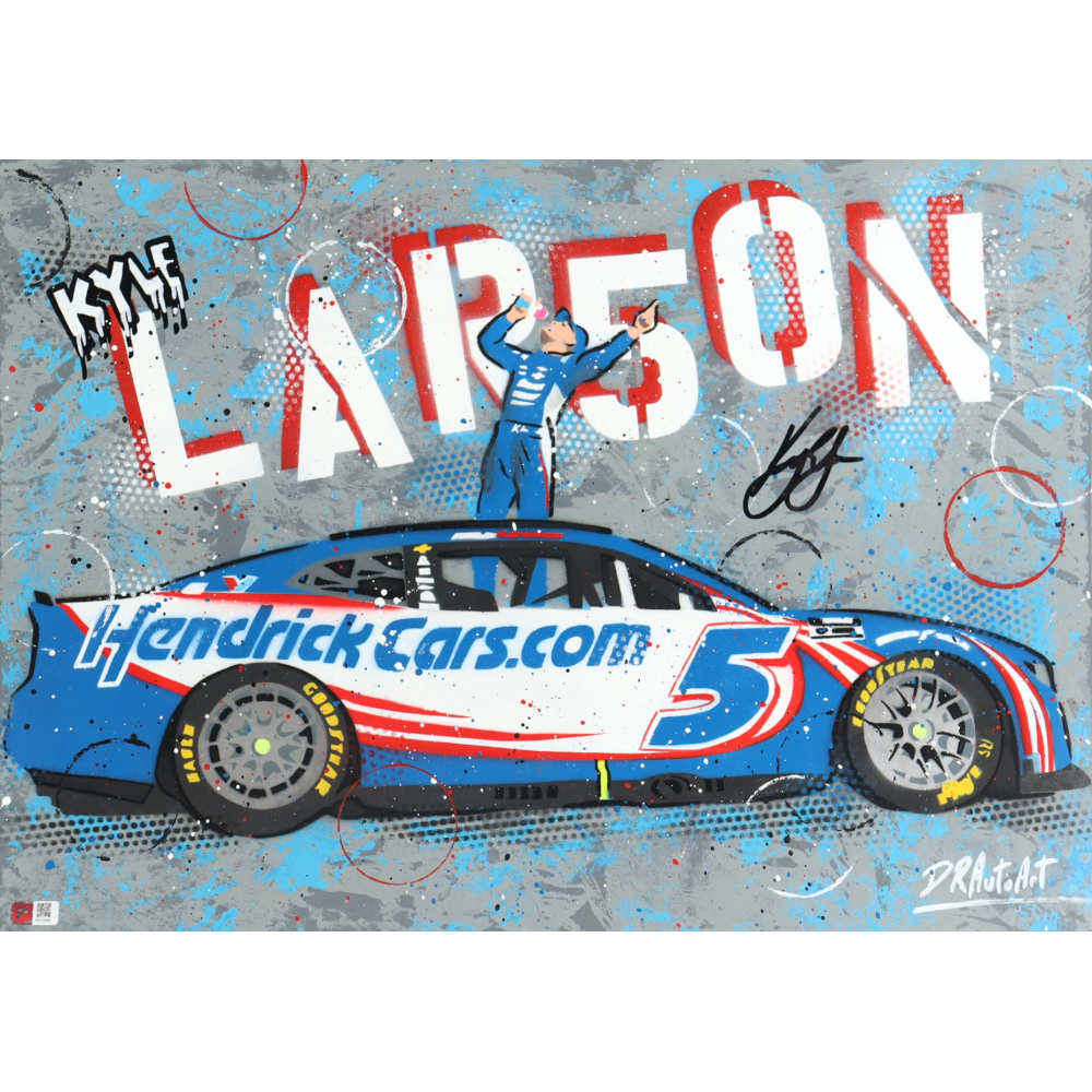 Kyle Larson Signed NASCAR Original Painting by DRAutoART #1/1 (Pristine ...