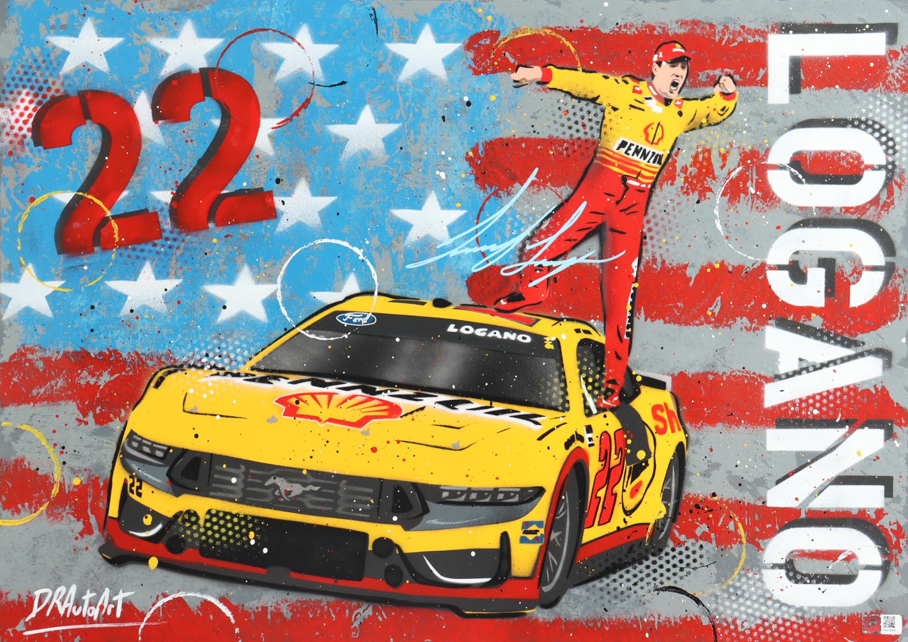 Joey Logano Signed NASCAR Original Painting by DRAutoART #1/1 (Pristine) at PristineAuction.com Joey Logano Signed NASCAR Original Painting by DRAutoART #1/1 (Pristine) at PristineAuction.com
