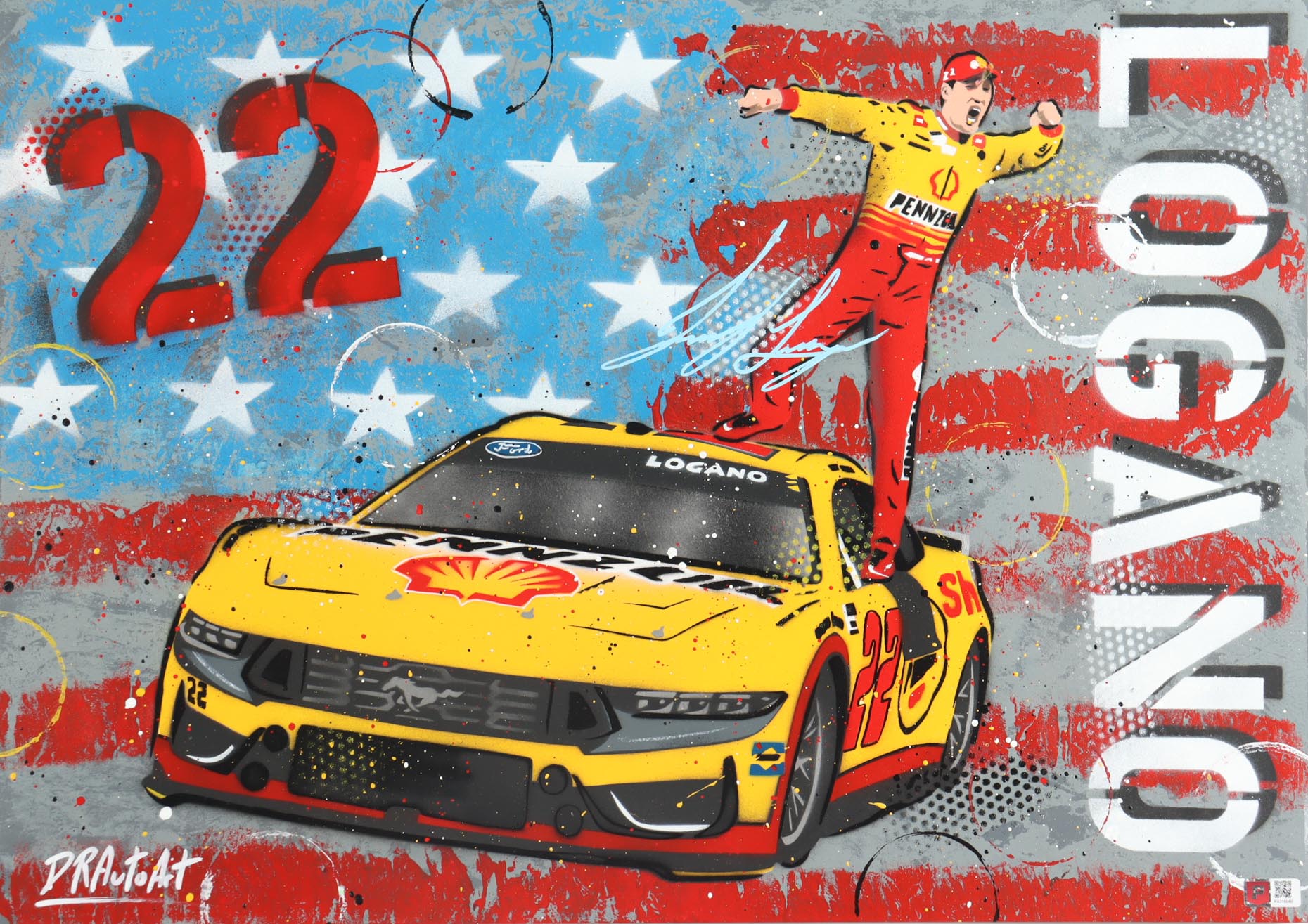 Joey Logano Signed NASCAR Original Painting by DRAutoART #1/1 (Pristine) at PristineAuction.com Joey Logano Signed NASCAR Original Painting by DRAutoART #1/1 (Pristine) at PristineAuction.com