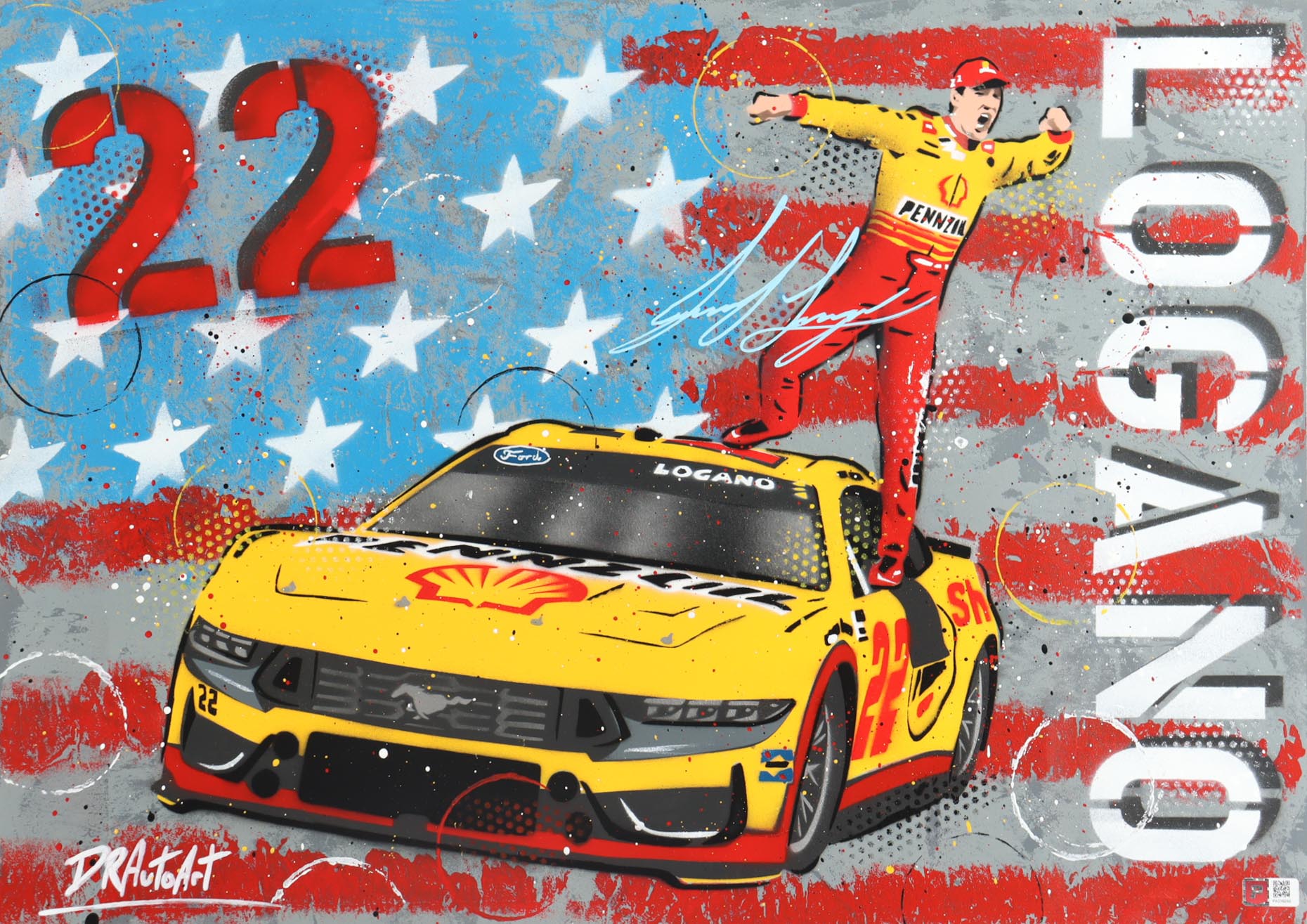 Joey Logano Signed NASCAR Original Painting by DRAutoART #1/1 (Pristine) at PristineAuction.com Joey Logano Signed NASCAR Original Painting by DRAutoART #1/1 (Pristine) at PristineAuction.com