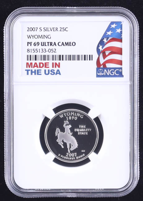 2007-S U.S. State Quarter Series - Wyoming - 90% Silver Proof (NGC PF69 ULTRA CAMEO) at PristineAuction.com 2007-S U.S. State Quarter Series - Wyoming - 90% Silver Proof (NGC PF69 ULTRA CAMEO) at PristineAuction.com