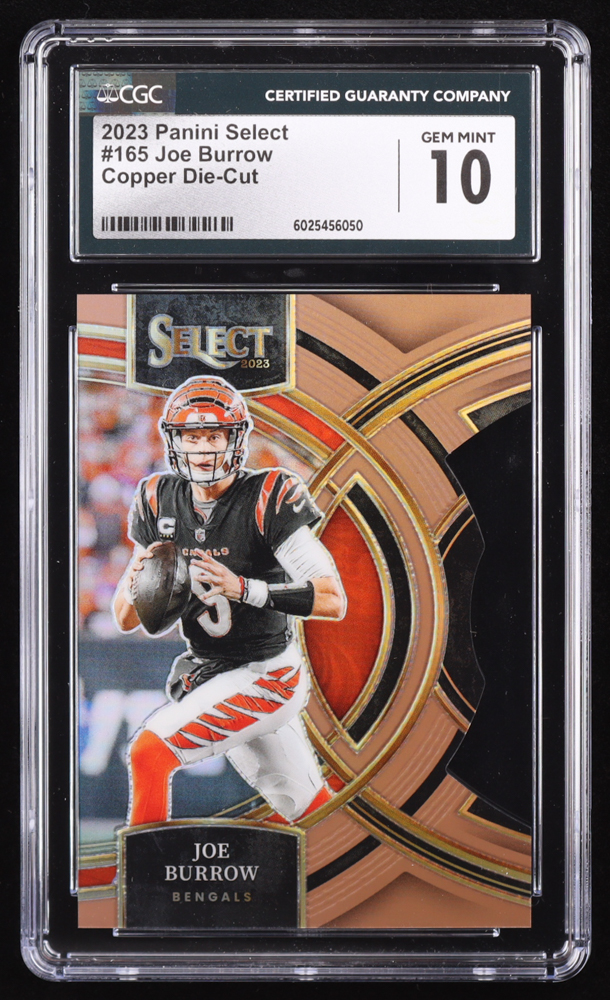 Joe Burrow 2023 Select Copper Die-Cut #165 #23/299 (CGC 10) at PristineAuction.com Joe Burrow 2023 Select Copper Die-Cut #165 #23/299 (CGC 10) at PristineAuction.com