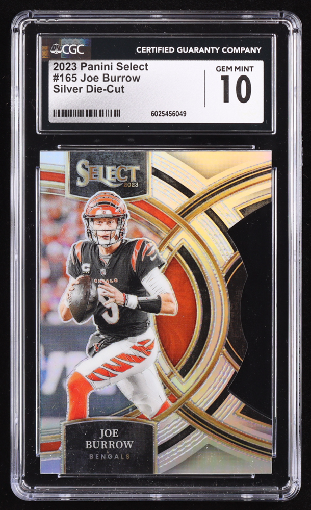Joe Burrow 2023 Select Silver Die-Cut #165 (CGC 10) at PristineAuction.com Joe Burrow 2023 Select Silver Die-Cut #165 (CGC 10) at PristineAuction.com