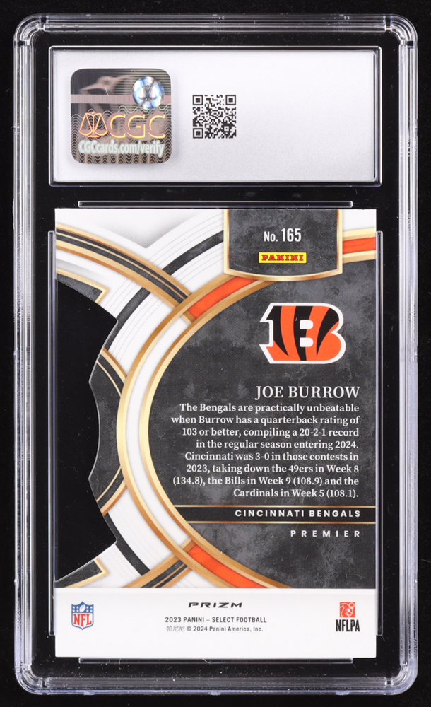 Joe Burrow 2023 Select Silver Die-Cut #165 (CGC 10) at PristineAuction.com Joe Burrow 2023 Select Silver Die-Cut #165 (CGC 10) at PristineAuction.com