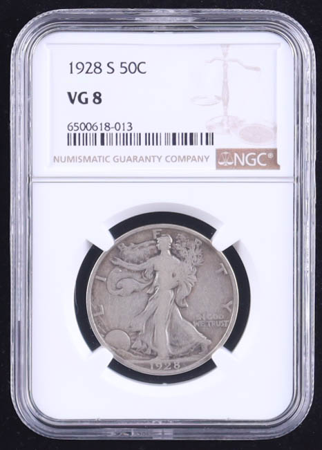 1928-S Walking Liberty Silver Half Dollar (NGC VG8) at PristineAuction.com 1928-S Walking Liberty Silver Half Dollar (NGC VG8) at PristineAuction.com